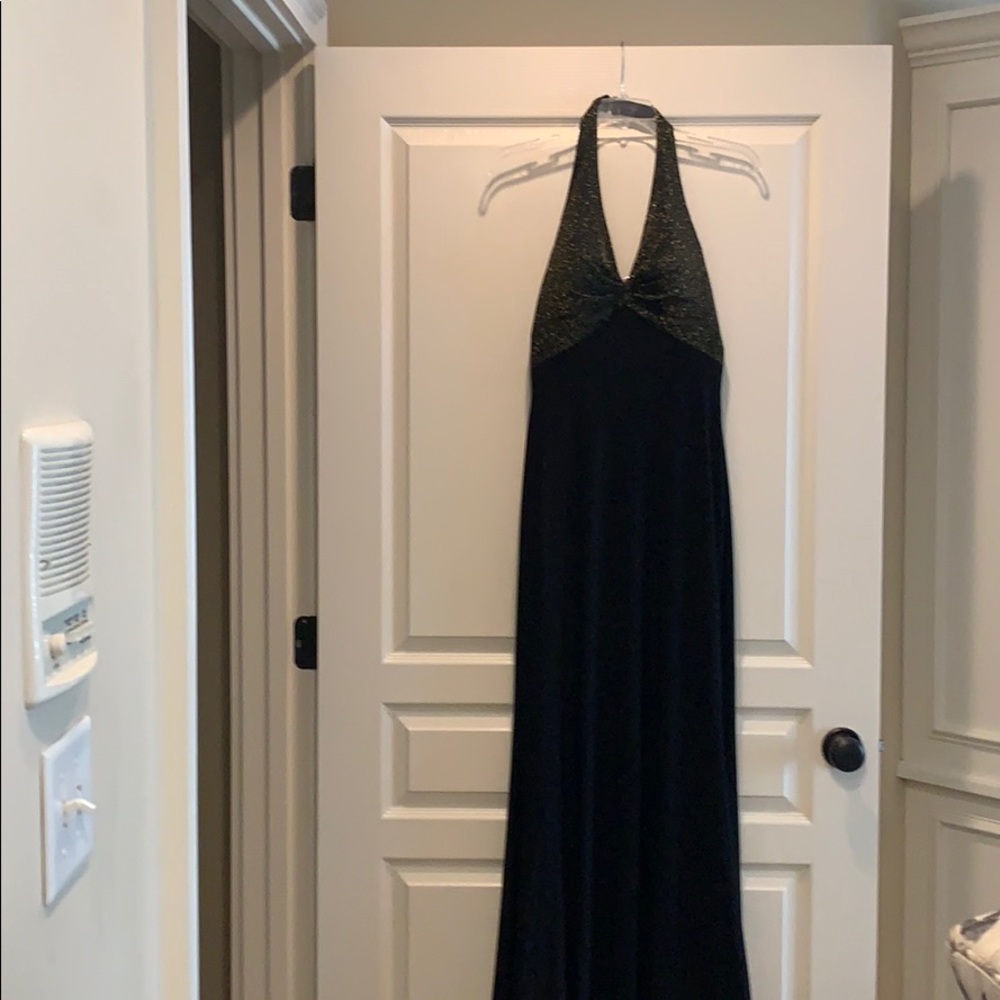 Gold and black halter formal